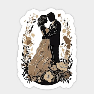 Vintage Valentine's:A Couple's Vintage Embrace - Valentine's Day Sticker